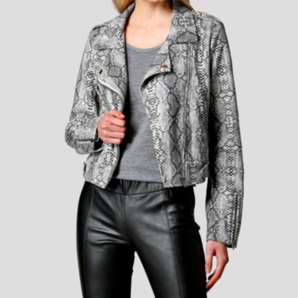 FATE by LFD Snake Print Sueded Moto Jacket S NWT - Picture 1 of 11